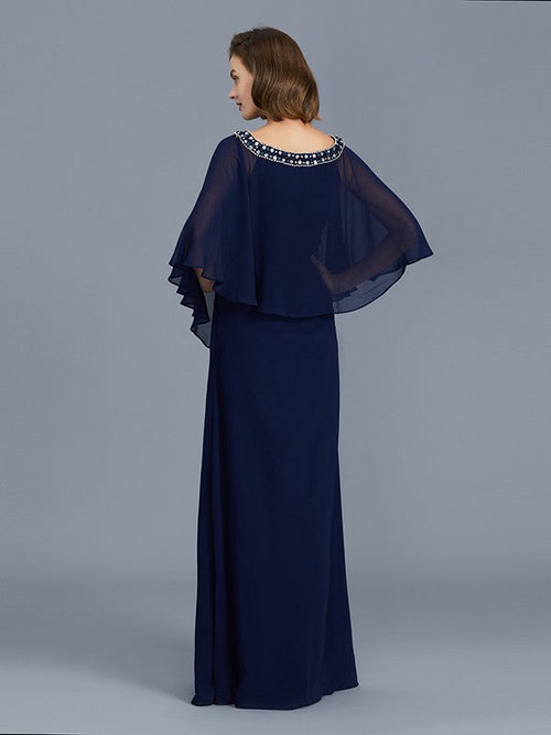 Sheath Chiffon Long Sleeve Floor-Length Dress - Chloe Dress