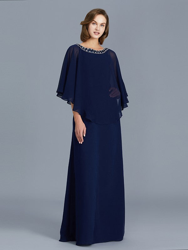 Sheath Chiffon Long Sleeve Floor-Length Dress - Chloe Dress
