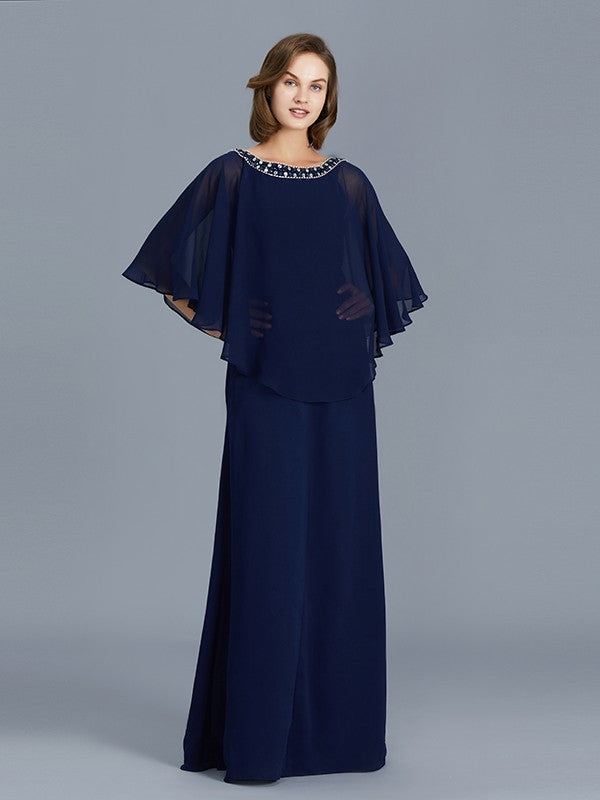 Sheath Chiffon Long Sleeve Floor-Length Dress - Chloe Dress