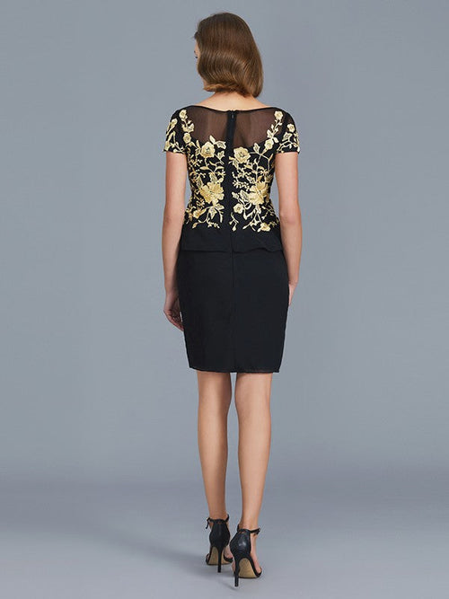 Sheath Chiffon Short Sleeve Ruffled Mini Dress - Chloe Dress