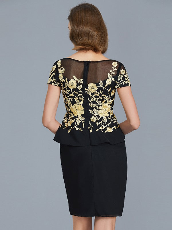 Sheath Chiffon Short Sleeve Ruffled Mini Dress - Chloe Dress
