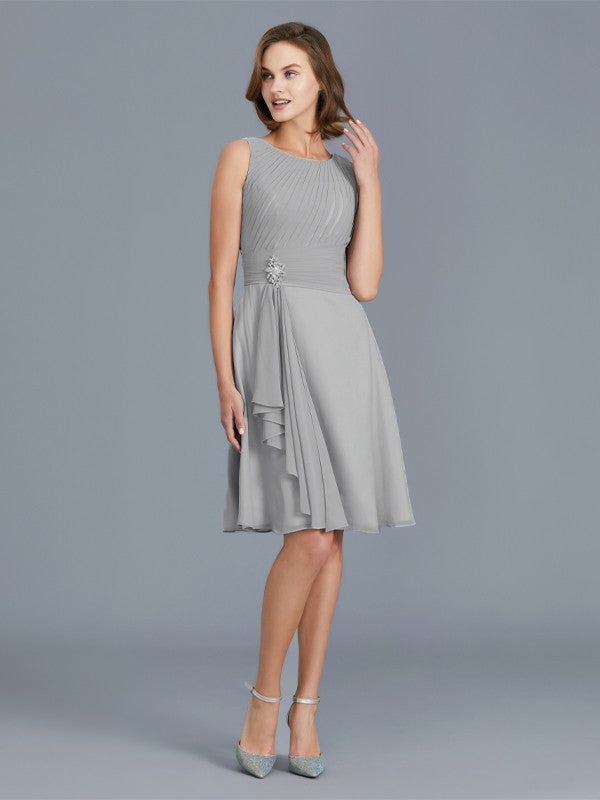 A-Line Chiffon Sleeveless Ruffled Knee-Length Dress - Chloe Dress