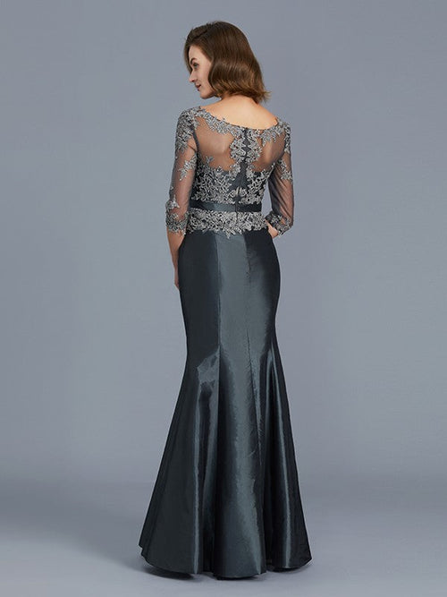 Mermaid Three-Quarter Sleeve Applique Floor-Length Dress - Chloe Dress