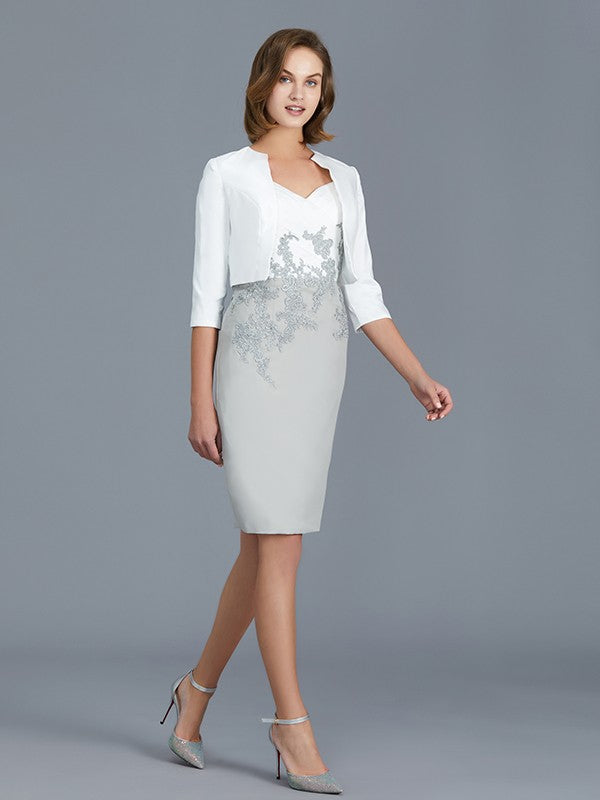 Sheath V-Neck Chiffon Ruffled Knee-Length Dress - Chloe Dress