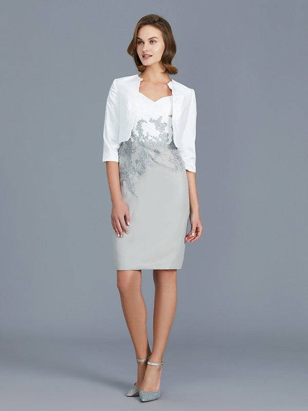 Sheath V-Neck Chiffon Ruffled Knee-Length Dress - Chloe Dress