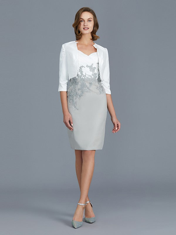 Sheath V-Neck Chiffon Ruffled Knee-Length Dress - Chloe Dress