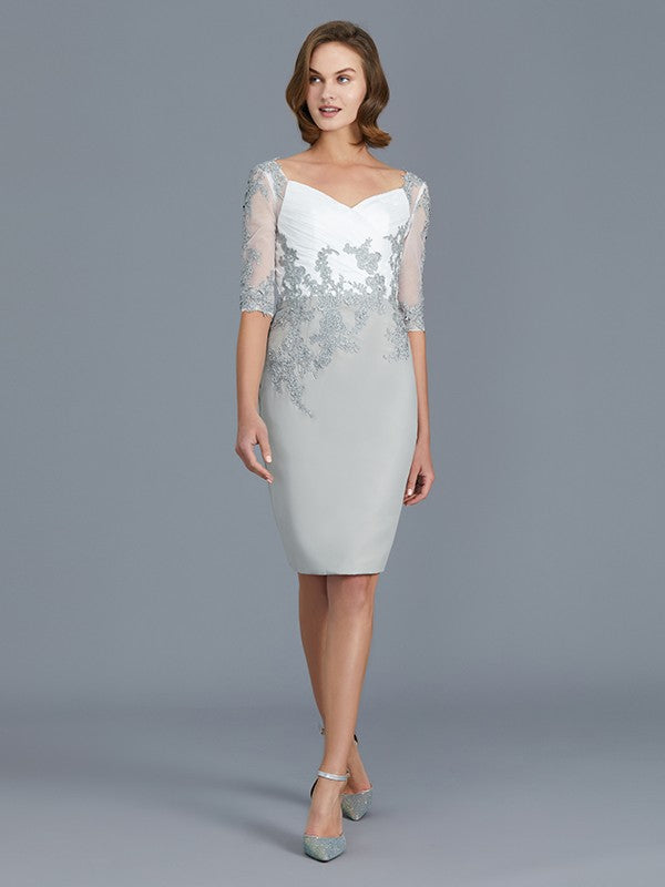 Sheath V-Neck Chiffon Ruffled Knee-Length Dress - Chloe Dress