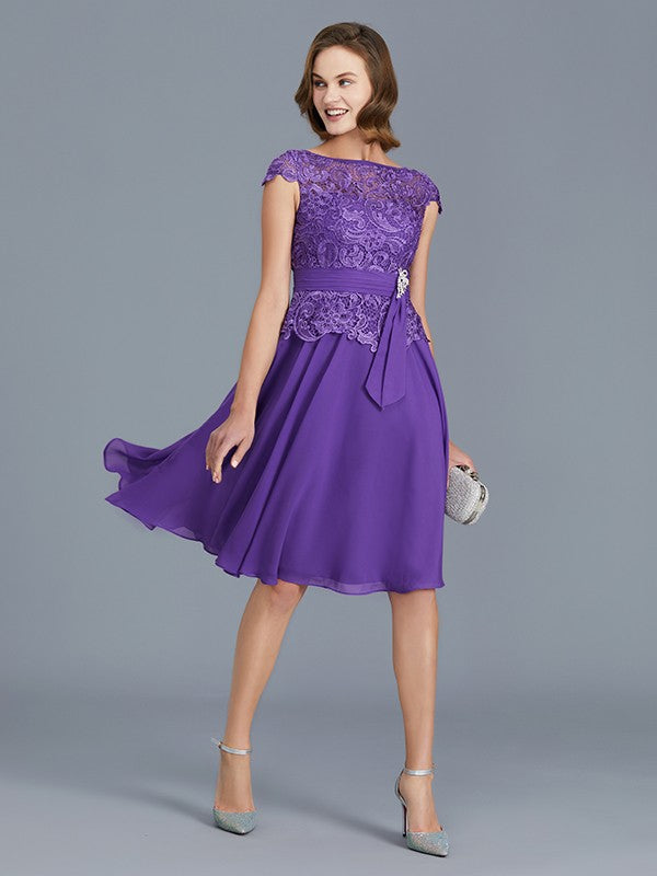 A-Line Chiffon Sleeveless Tea-Length Dress - Chloe Dress