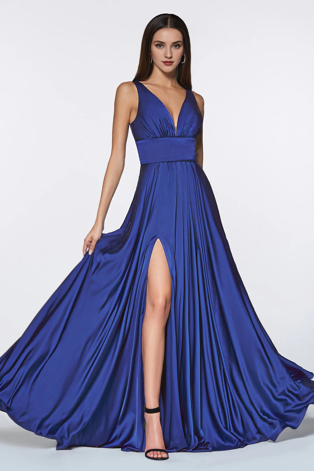 V-Neck Long Sleeve High Slit Dress - Chloe Dress