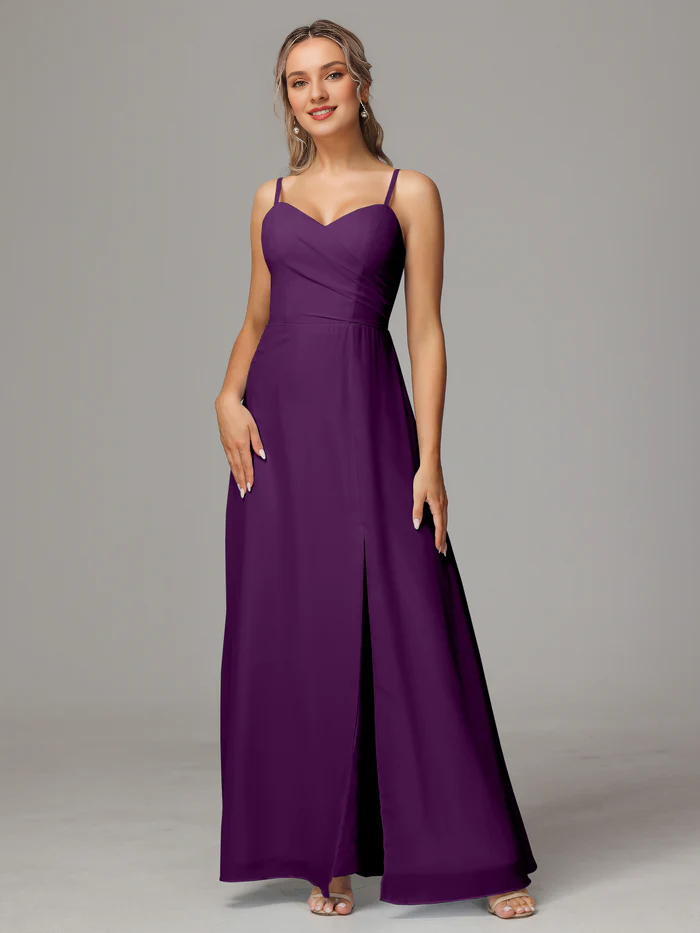 Sweetheart Chiffon High Slit Wedding Dress - Chloe Dress