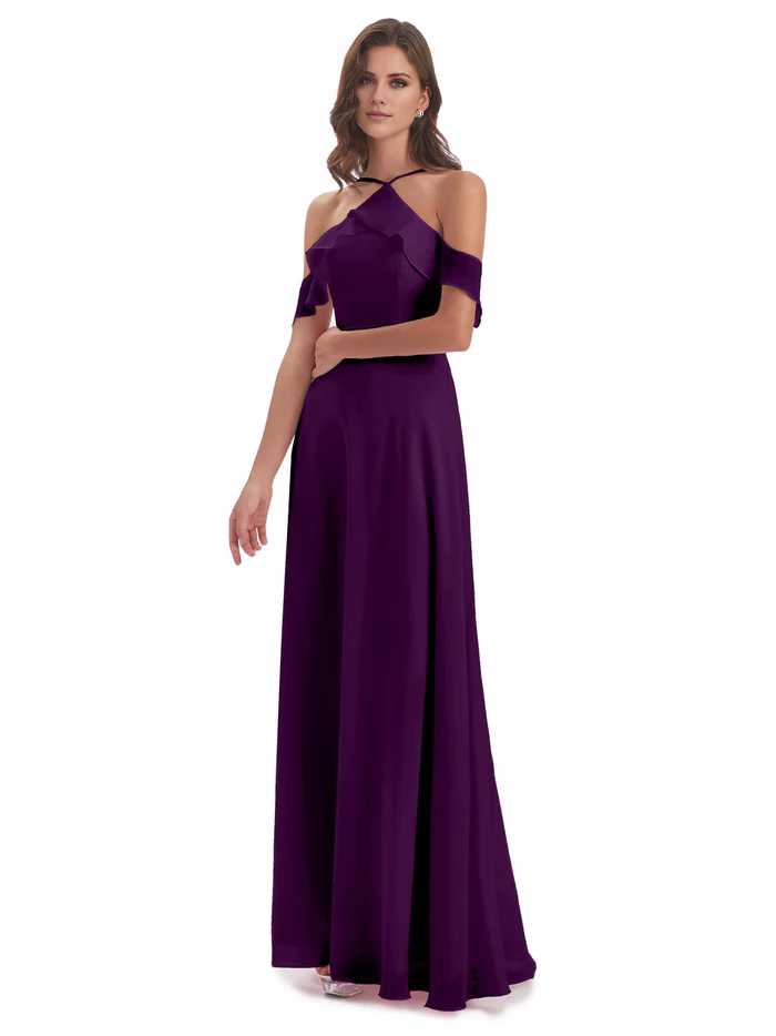 Off-Shoulder Chiffon Floor-Length Wedding Dress - Chloe Dress