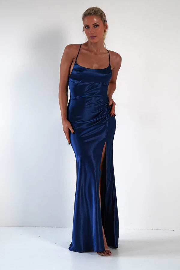 A-Line Lace Sleeveless Lace-Up Back Floor-Length Prom Dress - Chloe Dress