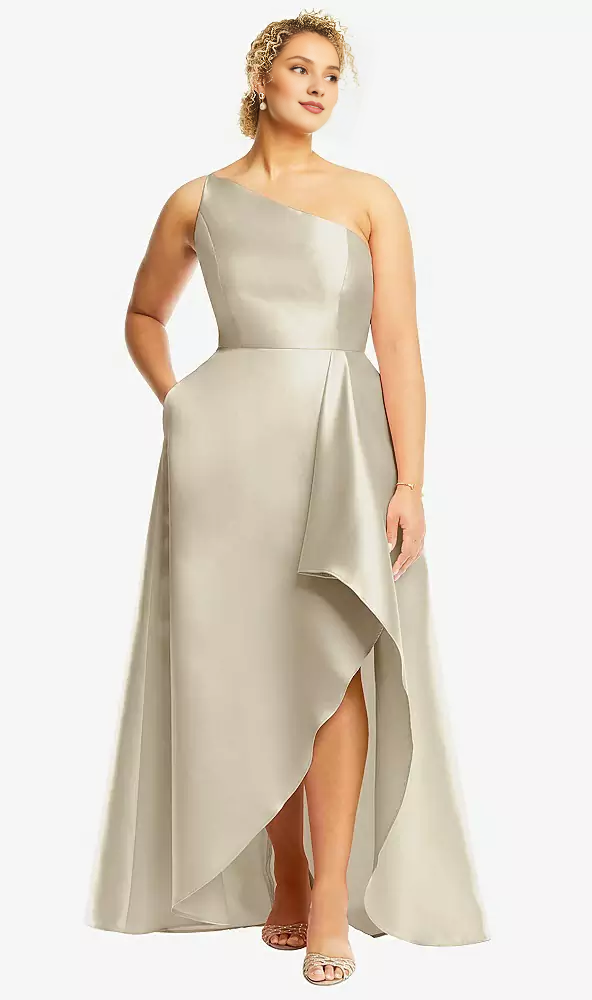 One-Shoulder Satin High Slit Prom Dress - Chloe Dress