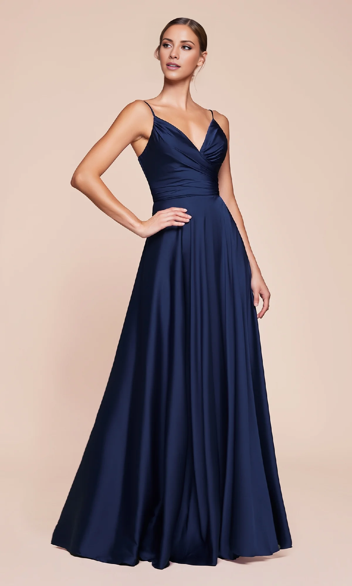 A-Line V-Neck Lace-Up Back High Slit Floor-Length Prom Dress - Chloe Dress