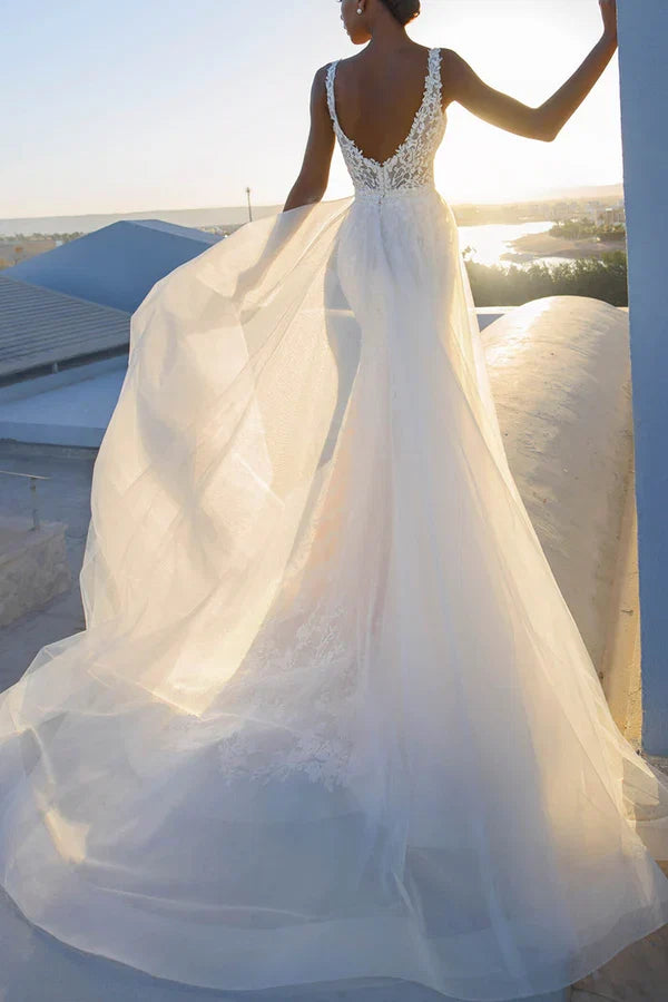 V-Neck Lace Wedding Dress - Chloe Dress