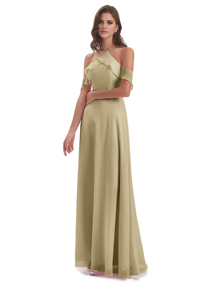 Off-Shoulder Chiffon Floor-Length Wedding Dress - Chloe Dress