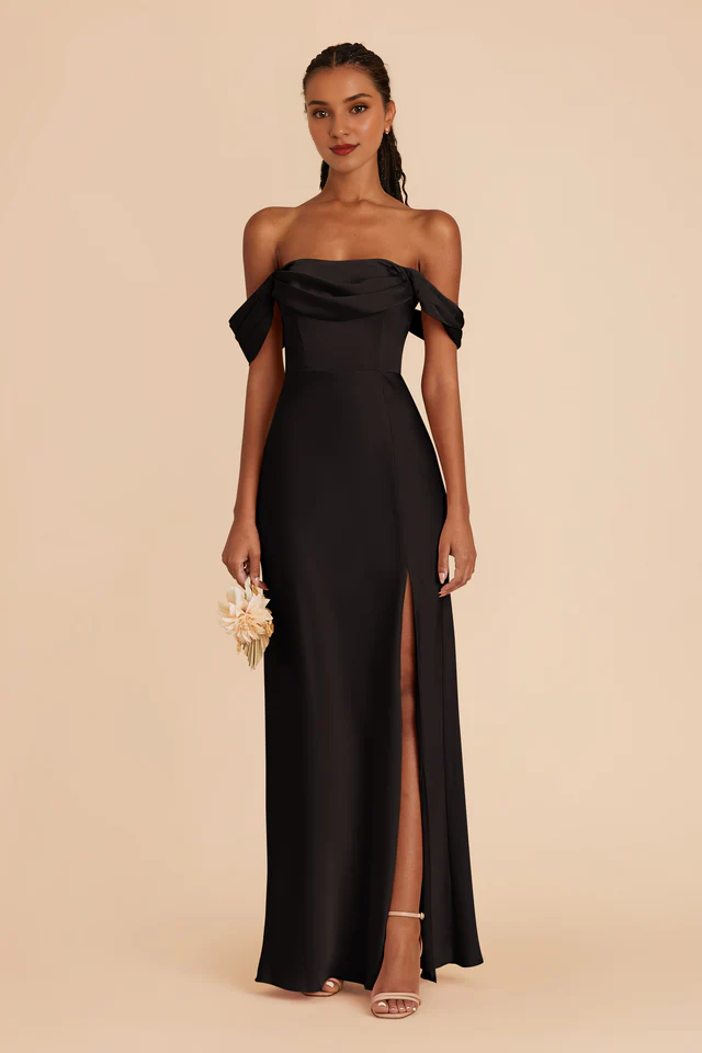 Off-Shoulder Satin Backless Floor-Length Wedding Dress - Chloe Dress