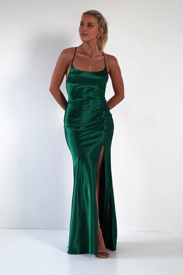 A-Line Lace Sleeveless Lace-Up Back Floor-Length Prom Dress - Chloe Dress