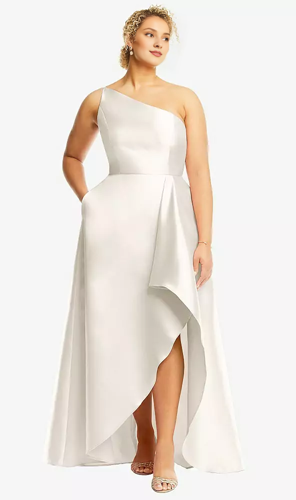 One-Shoulder Satin High Slit Prom Dress - Chloe Dress