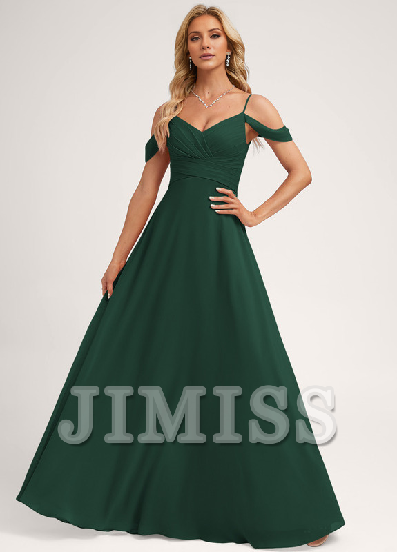 A-Line Off-Shoulder Chiffon Floor-Length Wedding Dress - Chloe Dress