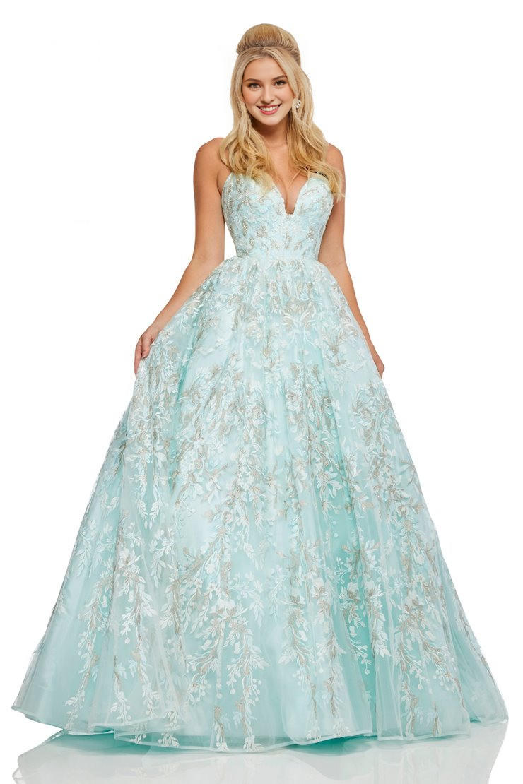 A-Line V-Neck Lace Applique Floor-Length Evening Dress - Chloe Dress