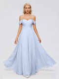 Off-Shoulder Chiffon Floor-Length Wedding Dress - Chloe Dress