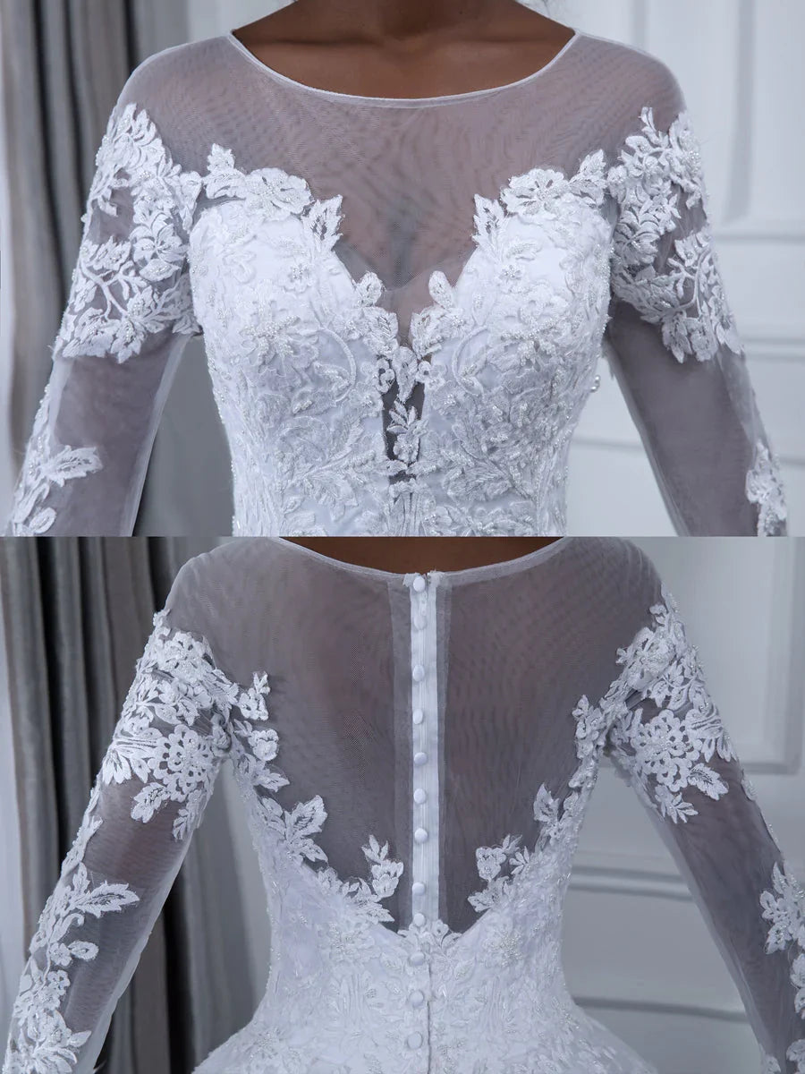 Chiffon Long Sleeve Wedding Dress - Chloe Dress