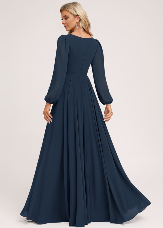 A-Line V-Neck Chiffon Floor-Length Wedding Dress - Chloe Dress