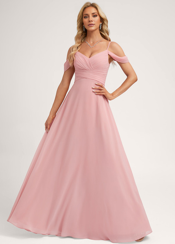 A-Line Off-Shoulder Chiffon Floor-Length Wedding Dress - Chloe Dress