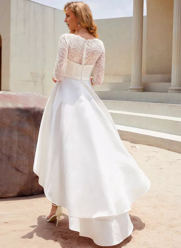A-Line Satin Asymmetric Wedding Dress - Chloe Dress