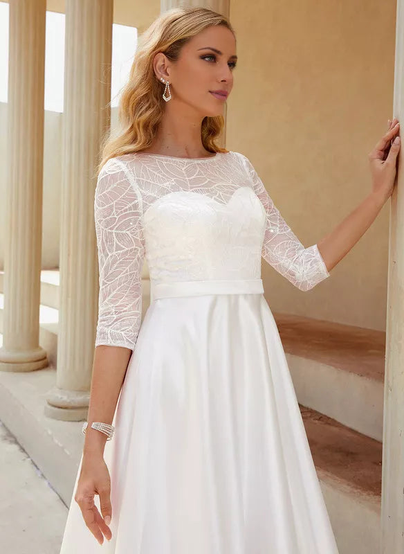 A-Line Satin Asymmetric Wedding Dress - Chloe Dress