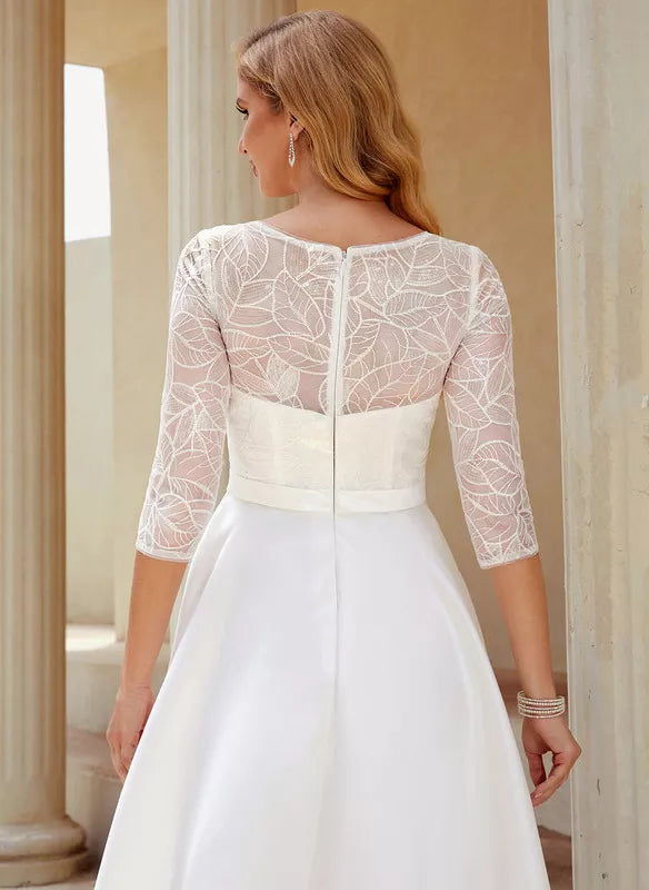 A-Line Satin Asymmetric Wedding Dress - Chloe Dress