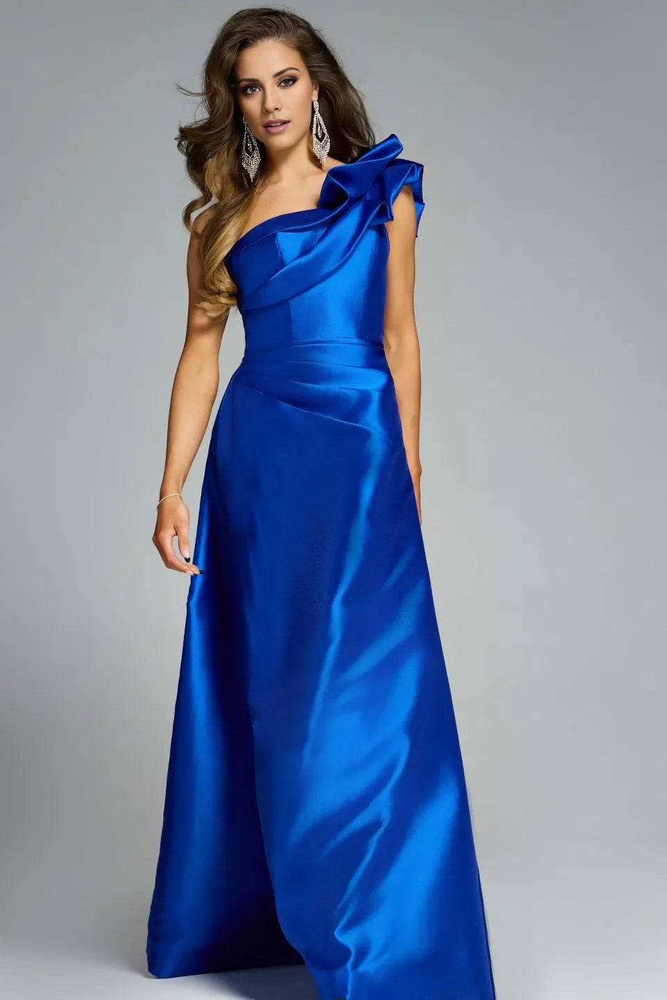 A-Line Satin Asymmetric Floor-Length Evening Dress - Chloe Dress