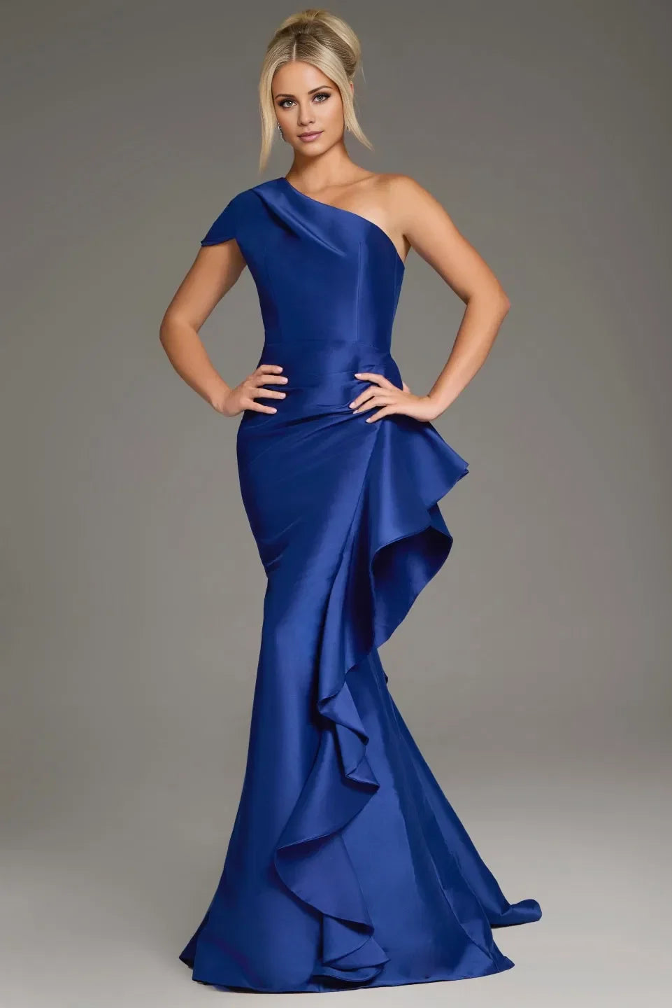 A-Line Satin Ruffled Floor-Length Evening Dress - Chloe Dress
