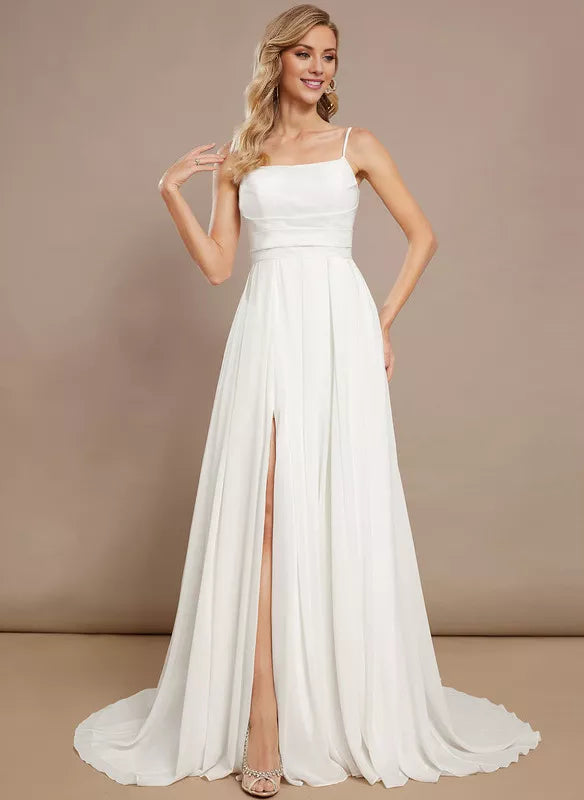 A-Line Chiffon Sleeveless Wedding Dress - Chloe Dress
