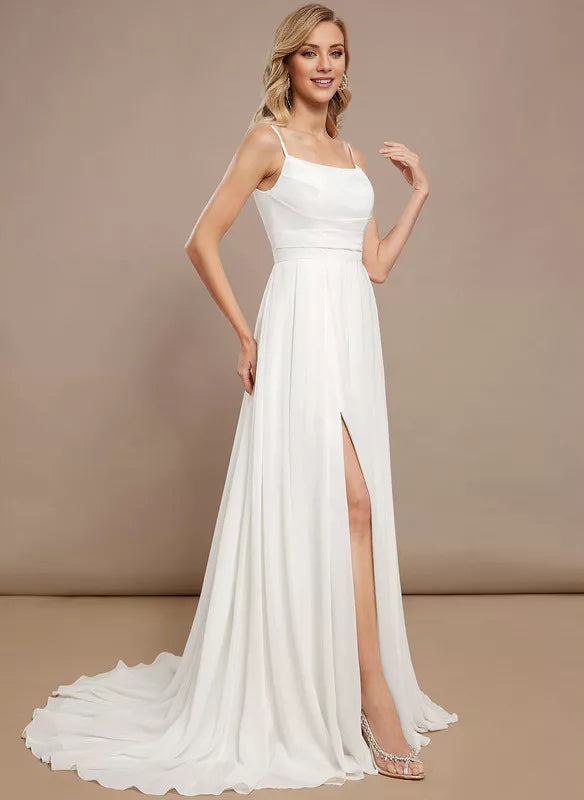 A-Line Chiffon Sleeveless Wedding Dress - Chloe Dress