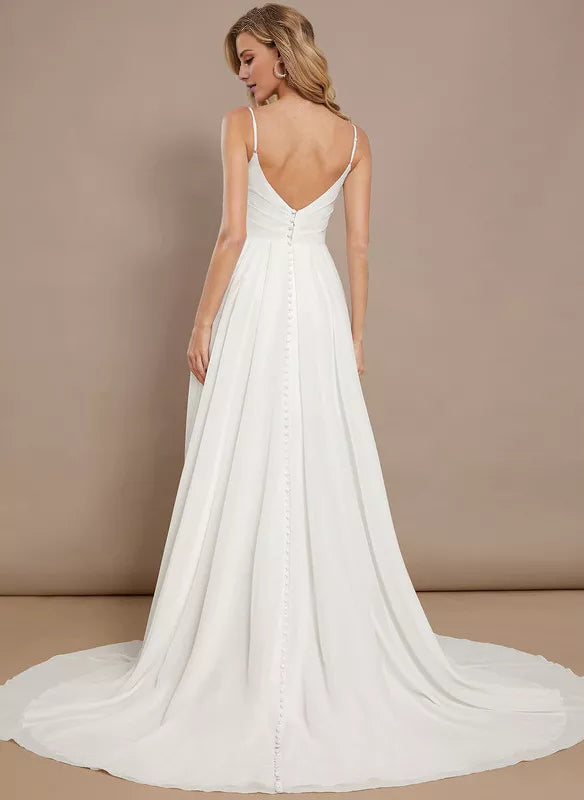 A-Line Chiffon Sleeveless Wedding Dress - Chloe Dress
