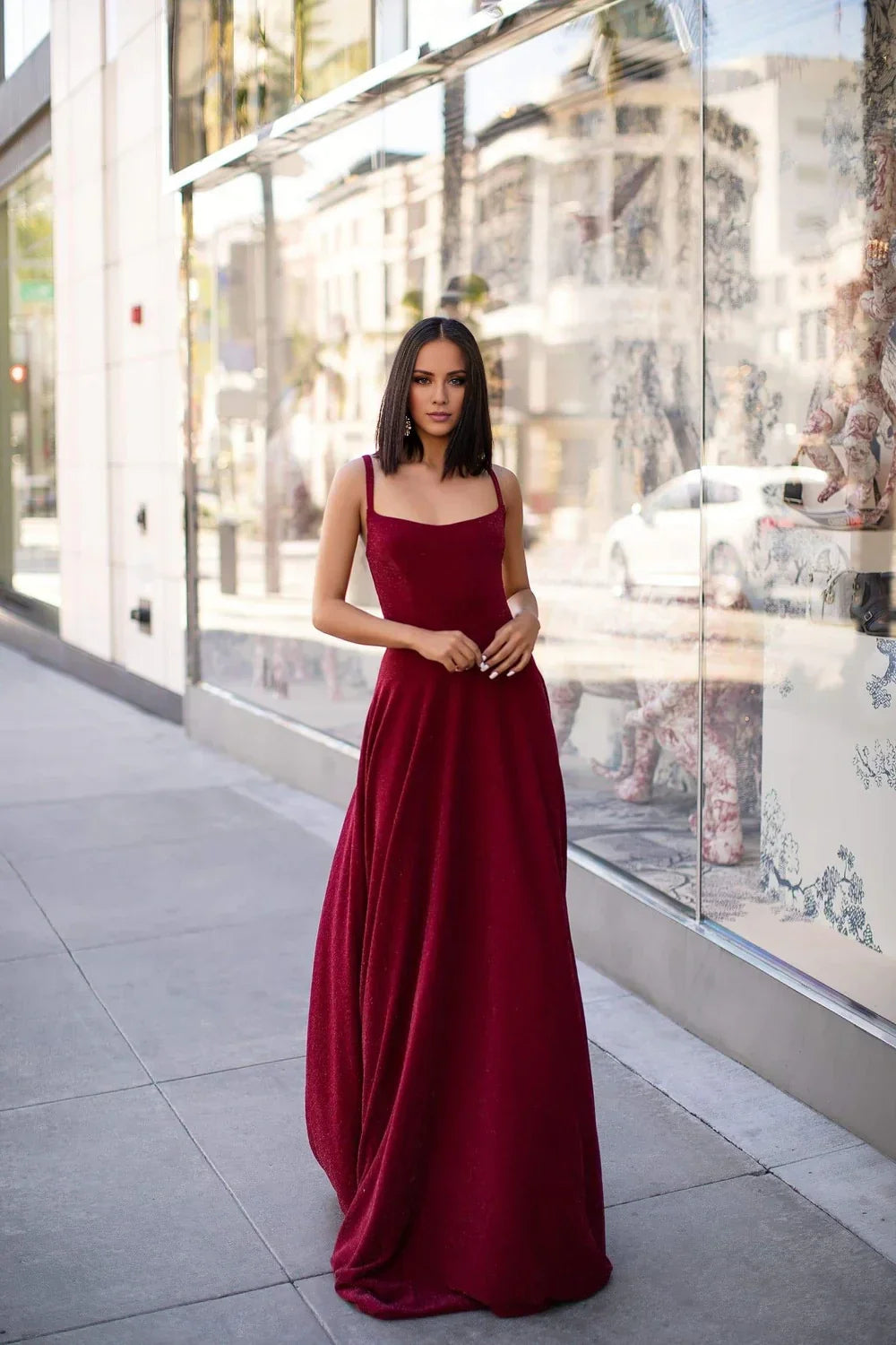A-Line Off-Shoulder Sleeveless Backless Floor-Length Evening Dress - Chloe Dress