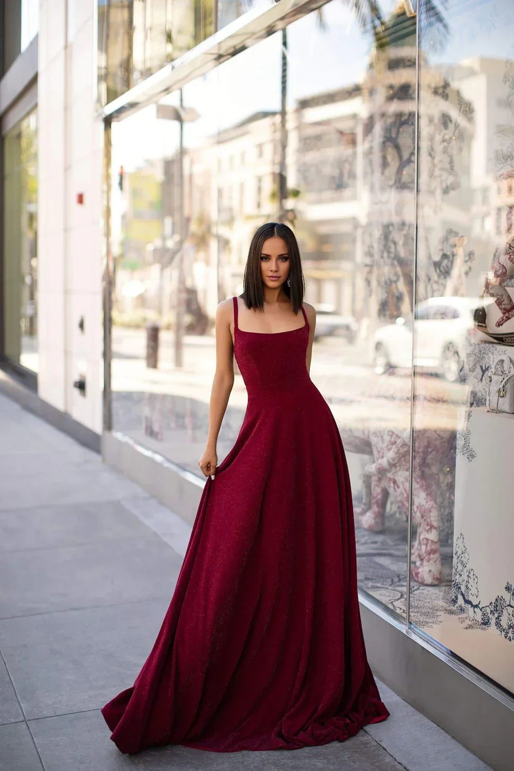 A-Line Off-Shoulder Sleeveless Backless Floor-Length Evening Dress - Chloe Dress