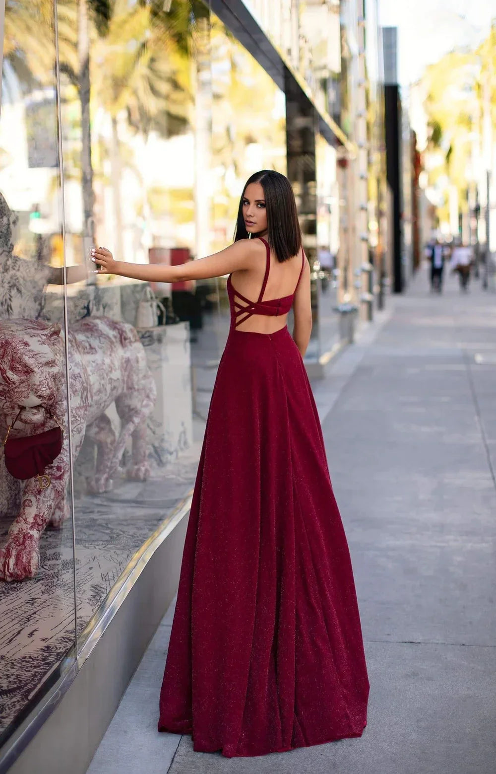 A-Line Off-Shoulder Sleeveless Backless Floor-Length Evening Dress - Chloe Dress