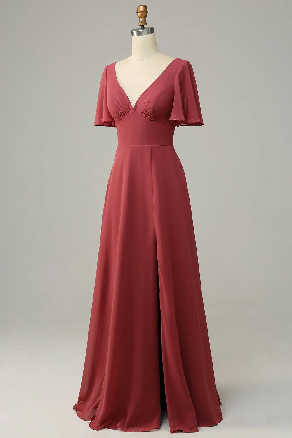 V-Neck Short Sleeve Backless Mini Wedding Dress - Chloe Dress