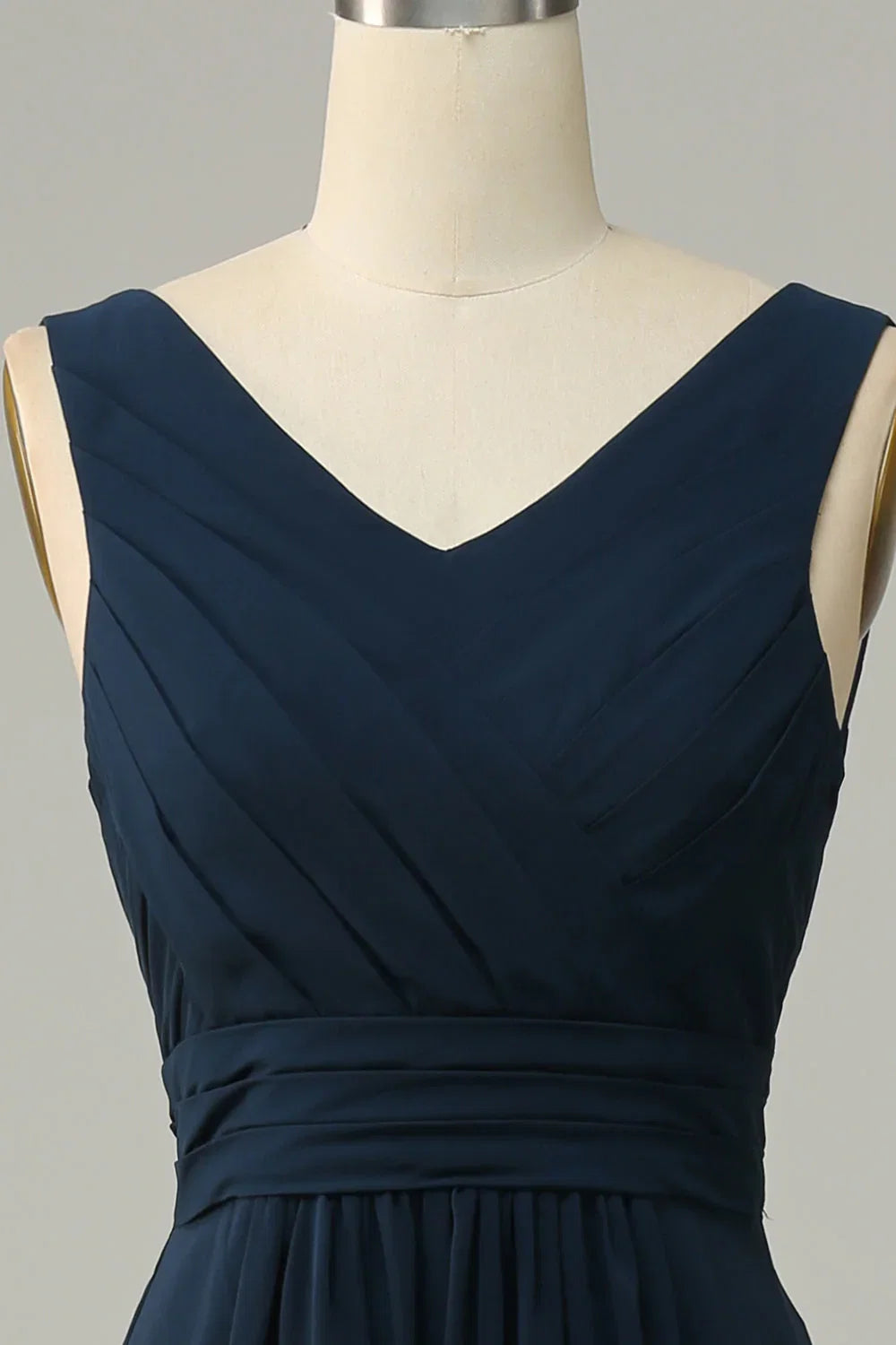 Navy Blue A-Line V-Neck Sleeveless Wedding Dress - Chloe Dress