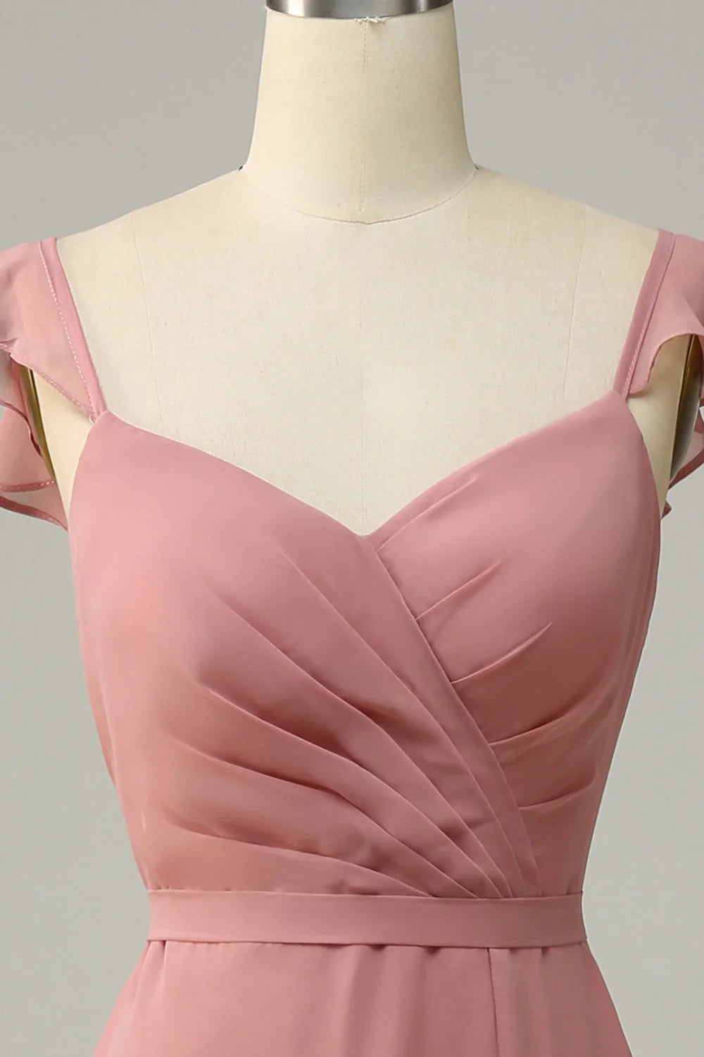 Dusty Rose A-Line Chiffon High Slit Wedding Dress - Chloe Dress