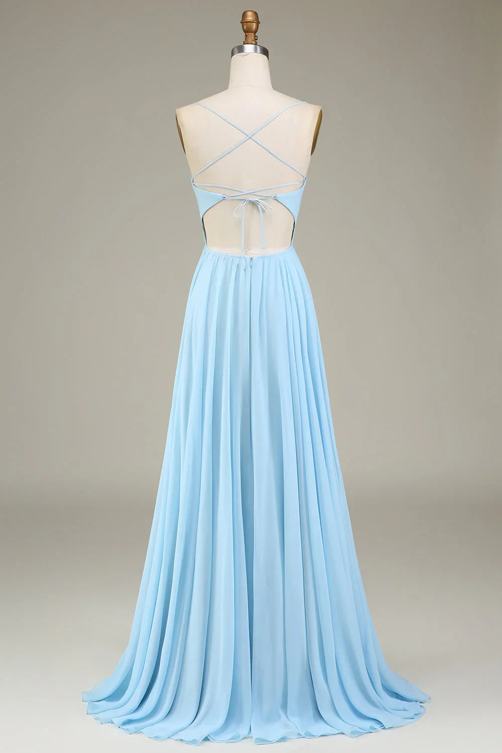 Sky Blue A-Line Chiffon Wedding Dress - Chloe Dress