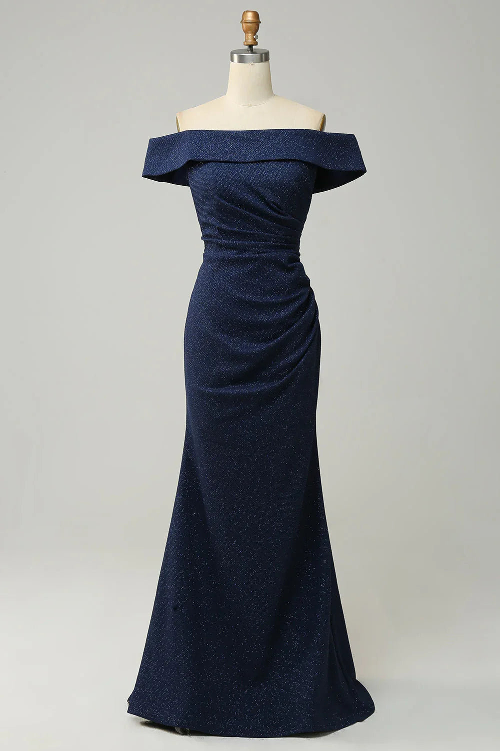 Navy Blue Off-Shoulder Wedding Dress - Chloe Dress