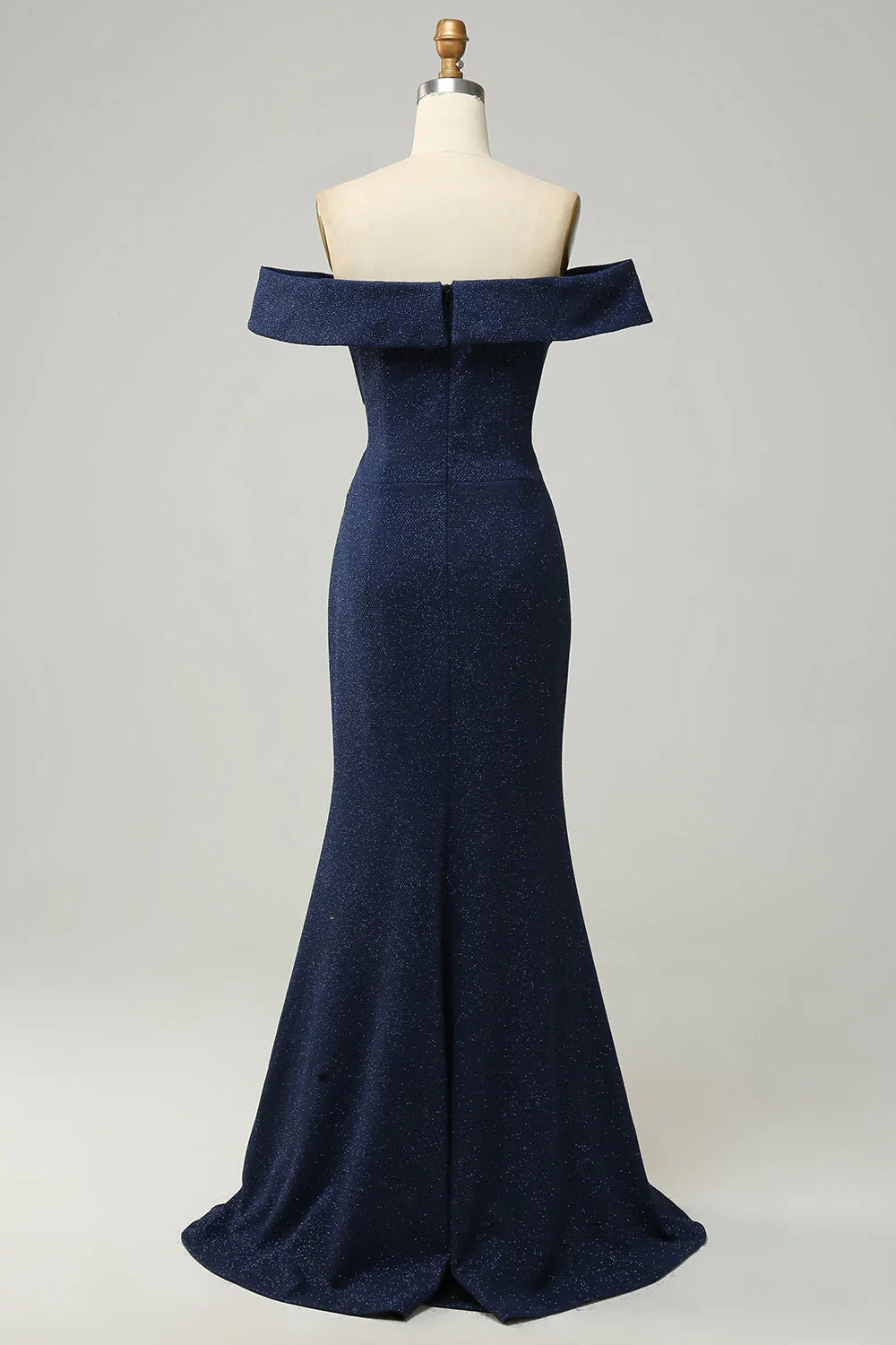 Navy Blue Off-Shoulder Wedding Dress - Chloe Dress