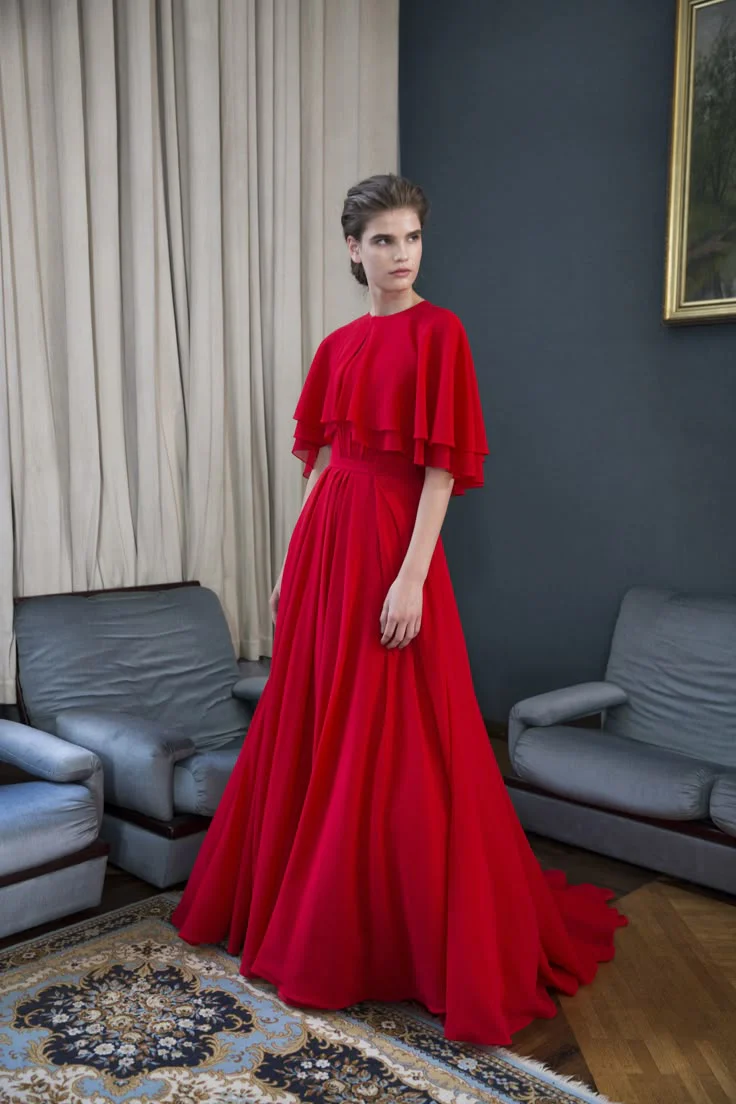 A-Line Chiffon Tiered Floor-Length Evening Dress - Chloe Dress