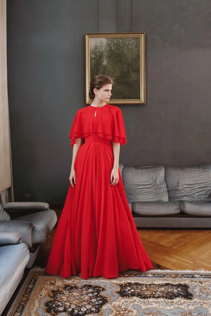 A-Line Chiffon Tiered Floor-Length Evening Dress - Chloe Dress