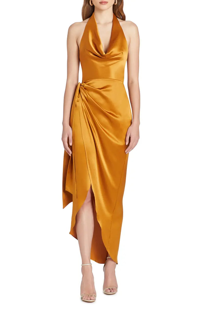 Off-Shoulder Satin Sleeveless Backless Prom Dress - Chloe Dress