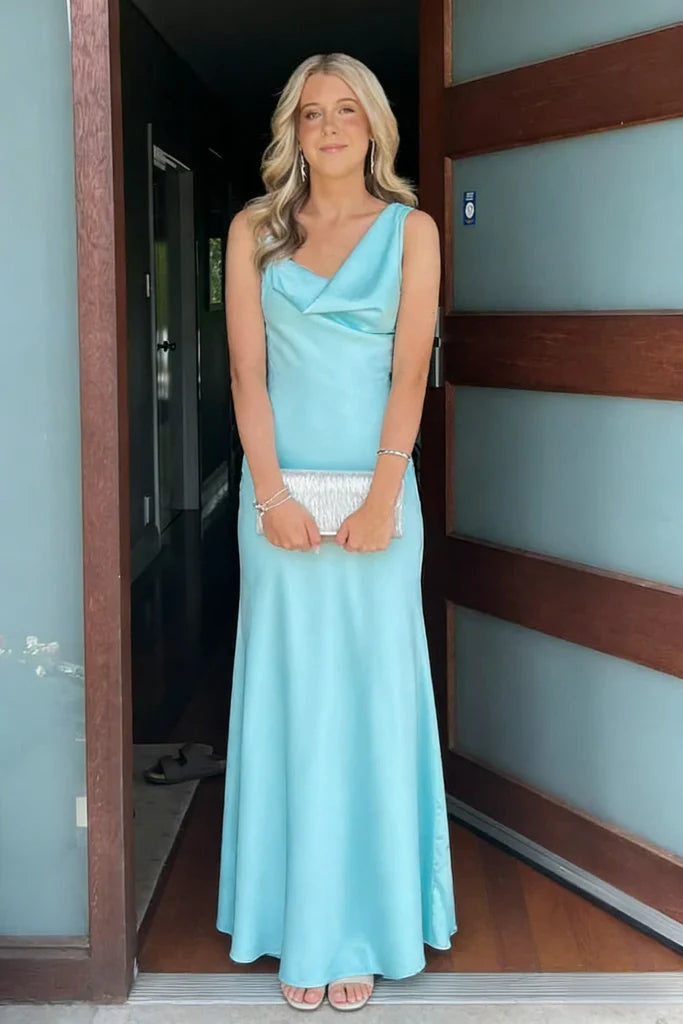 Mermaid Cowl Neck Sleeveless Asymmetric Floor-Length Evening Dress - Chloe Dress